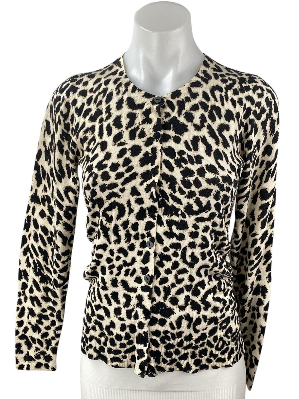 Ann Taylor Silk Cashmere Animal Leopard Print Long Sleeve Button Up Shirt Top S